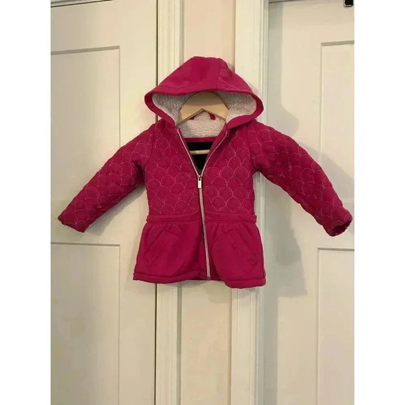 UNLIMITED TOO parka girls pink fleece lined scalloped stitching size 2T - Picture 1 of 8